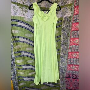 Lonnie New York Lime Green Linen Blend Midi Dress Size 12